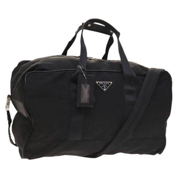 PRADA Boston Bag Nylon 2way Black Silver Auth bs28231 - Picture 1 of 14